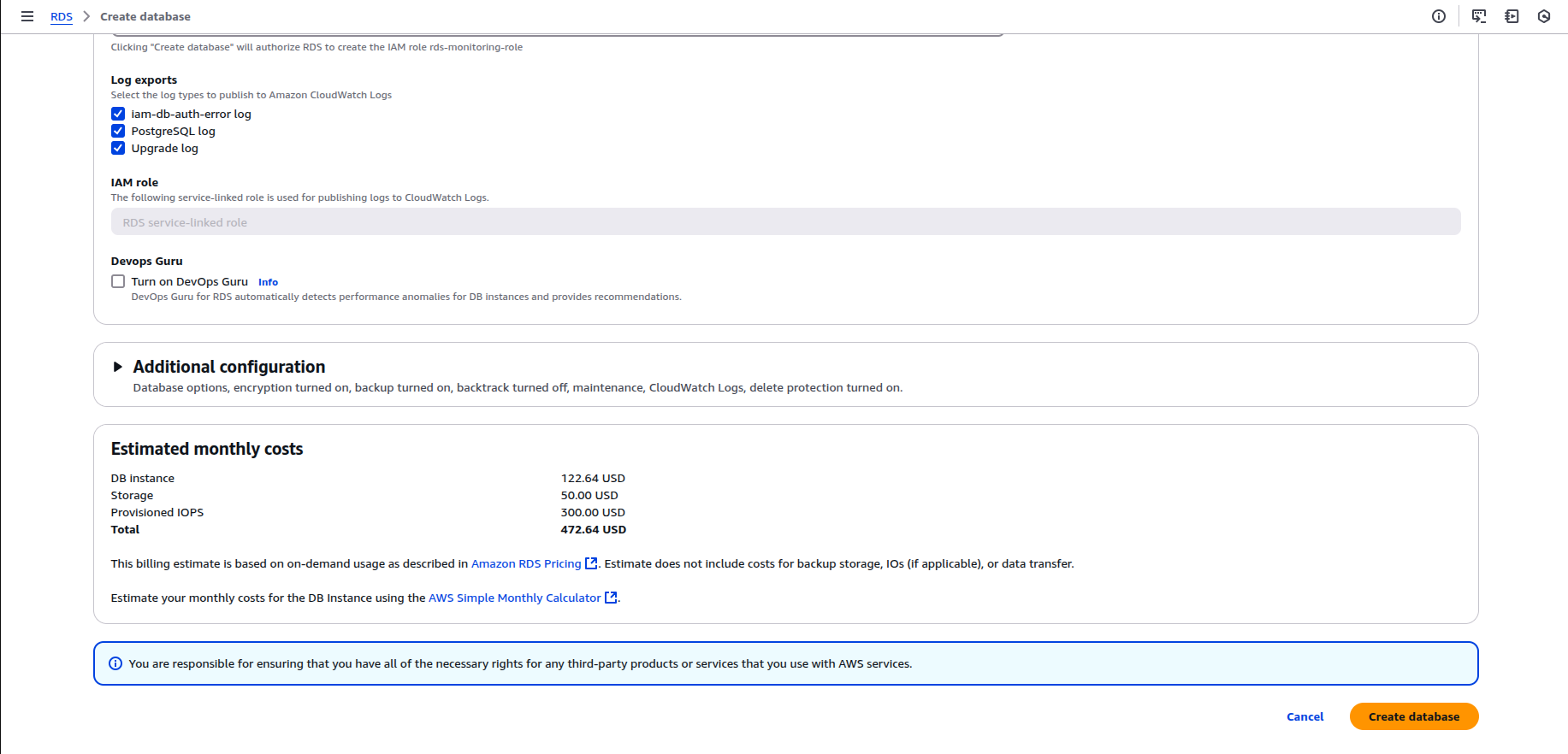 Database creation