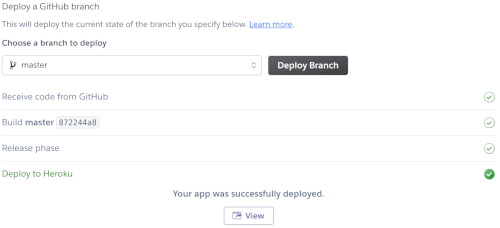 Successfull deployment of your application