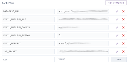Application environment variables