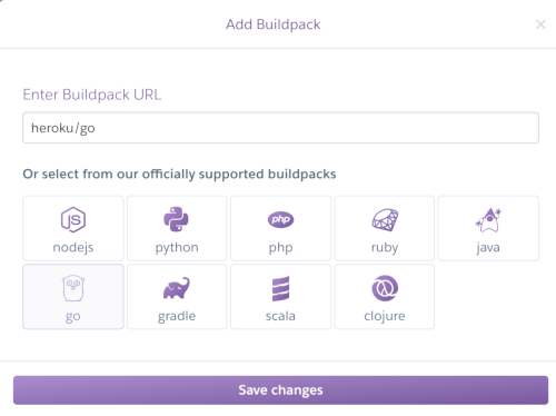 Adding the Go buildpack